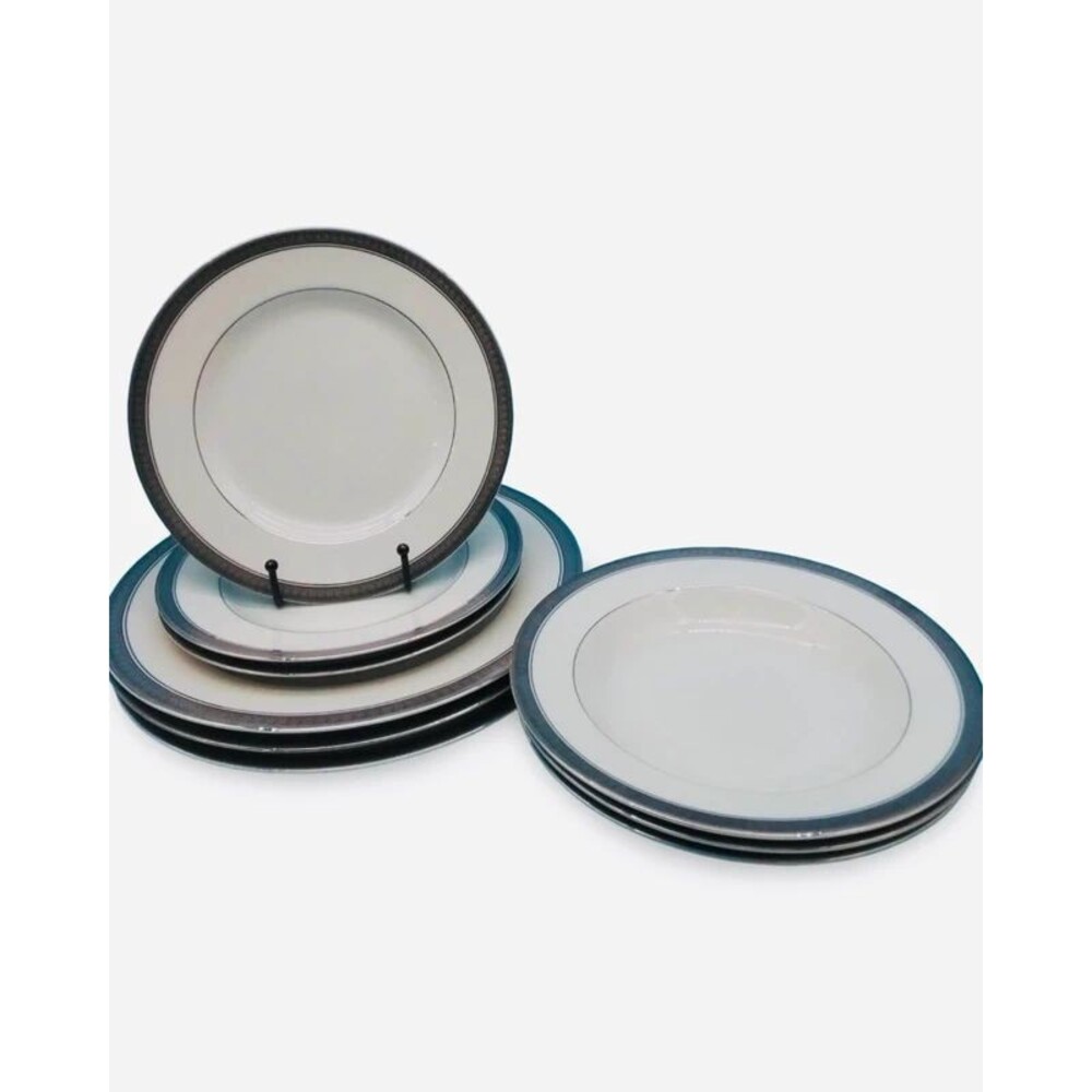 Mikasa Palatial Platinum Fine China Set - 6 Plates & 3 Rimmed Bowls (9pc)